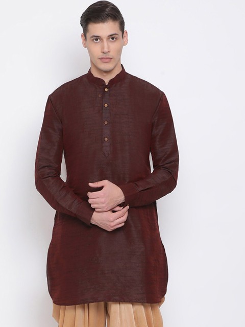 

VASTRAMAY Men Burgundy Solid Pathani Kurta