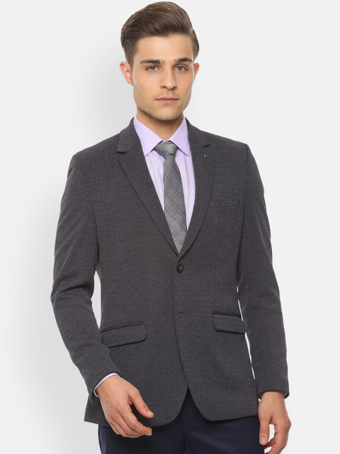 

Van Heusen Men Grey Solid Slim-Fit Single-Breasted Formal Blazer