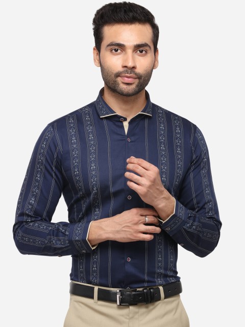

JB STUDIO Men Blue Slim Fit Printed Casual Shirt