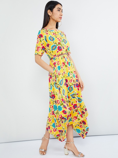 

max Women Yellow & Red Floral Printed Maxi Dress