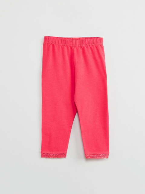 

max Girls Pink Solid Ankle-Length Leggings