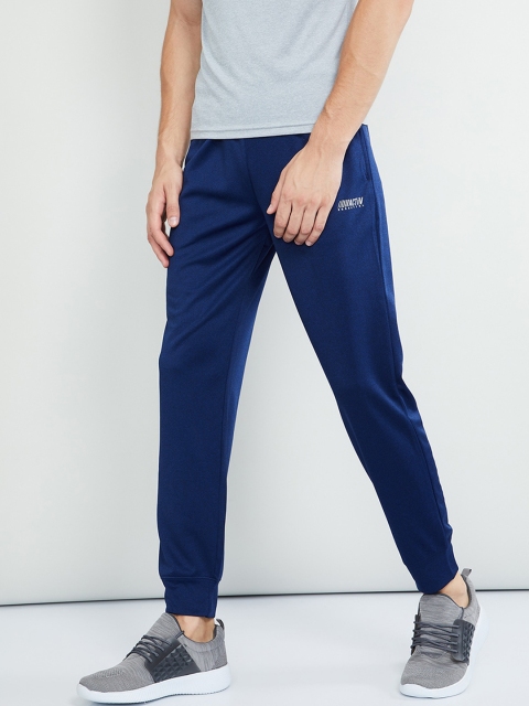 

max Men Blue Solid Straight-Fit Joggers