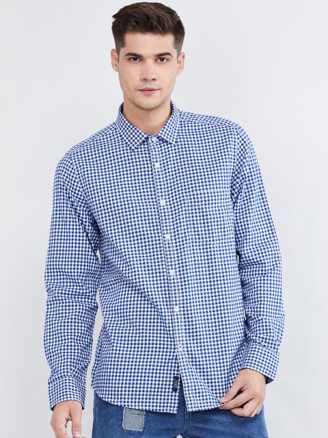 

max Men Blue & Off-White Regular Fit Checked Casual Shirt