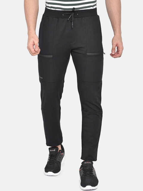 

beevee Men Black Solid Straight-Fit Track Pants