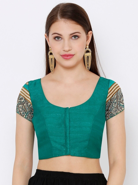 

SALWAR STUDIO Women Green Solid Readymade Saree Blouse