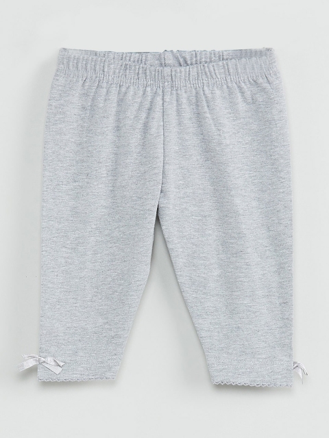 

max Girls Grey Melange Solid Ankle-Length Leggings