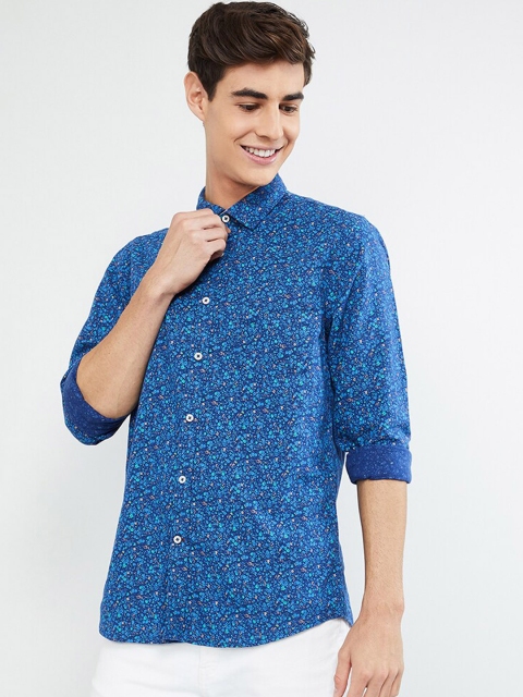 

max Men Blue Regular Fit Printed Casual Shirt