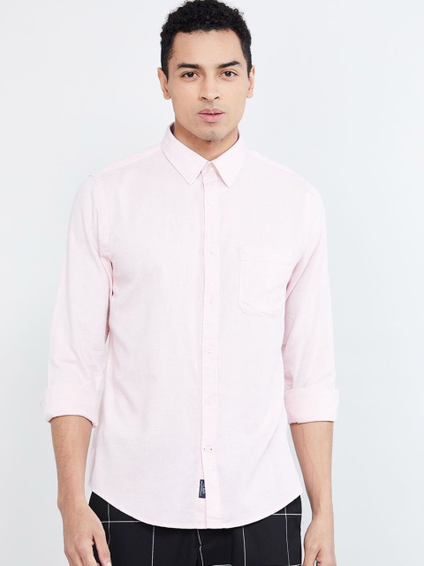 

max Men Pink Regular Fit Solid Casual Shirt