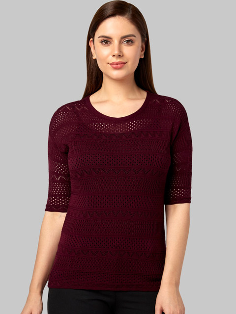

Park Avenue Woman Maroon Solid Pullover Sweater