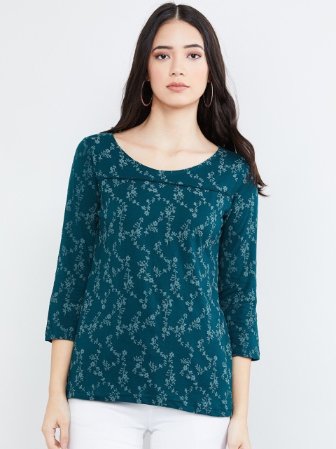 

max Women Teal Green Floral Printed Top