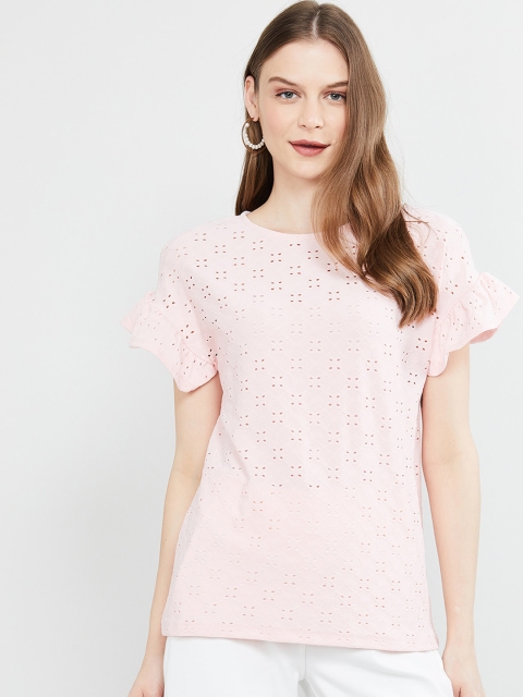 

max Women Pink Self Design Top