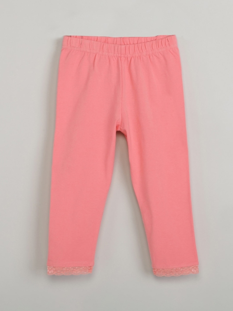 

max Girls Pink Solid Ankle-Length Leggings