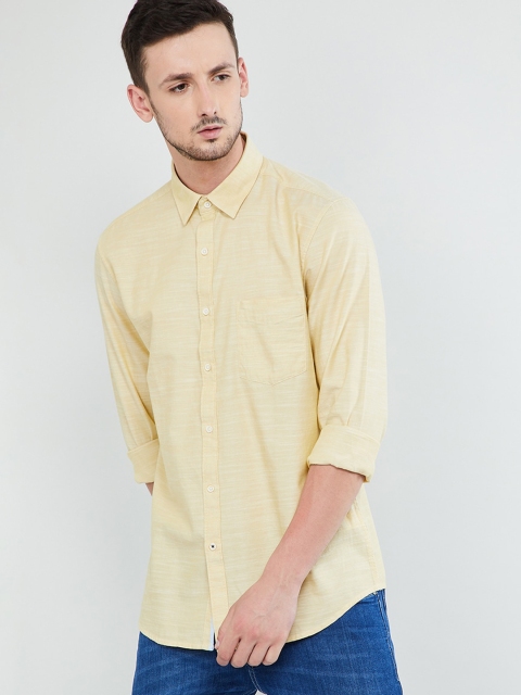 

max Men Yellow Regular Fit Solid Casual Shirt