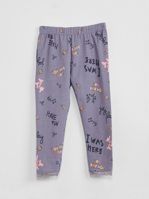 

max Girls Blue & Black Printed Ankle-Length Leggings