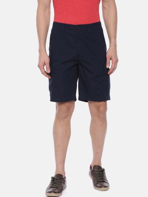 

Breakbounce Men Navy Blue Solid Slim Fit Cargo Shorts