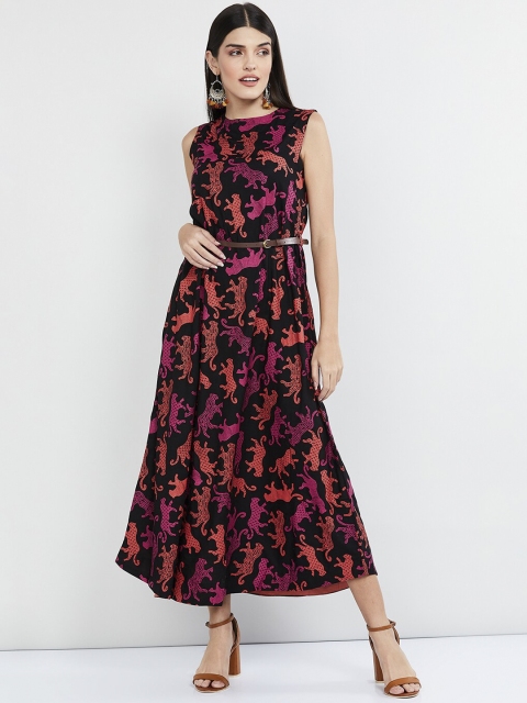 

max Women Black & Red Printed Maxi Dress