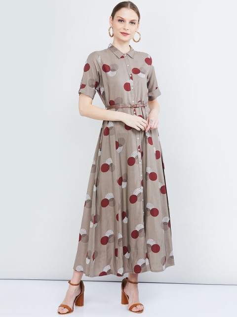 

max Women Brown Printed Maxi Dress