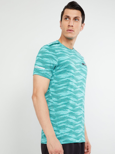 

max Men Sea Green Printed Henley Neck T-shirt