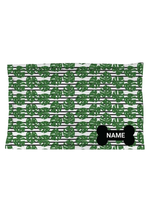 

Heads Up For Tails Green & White Leaf Print Chew Resistant Indoor Dog Mat
