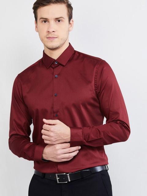 

max Men Maroon Slim Fit Solid Formal Shirt