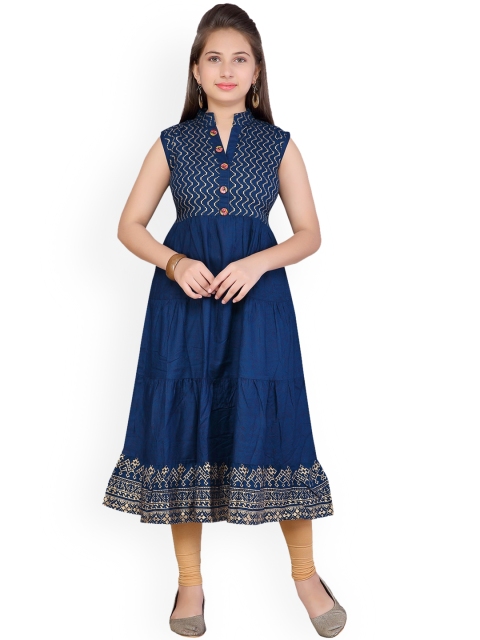 

Aarika Girls Navy Blue Printed A-Line Kurta