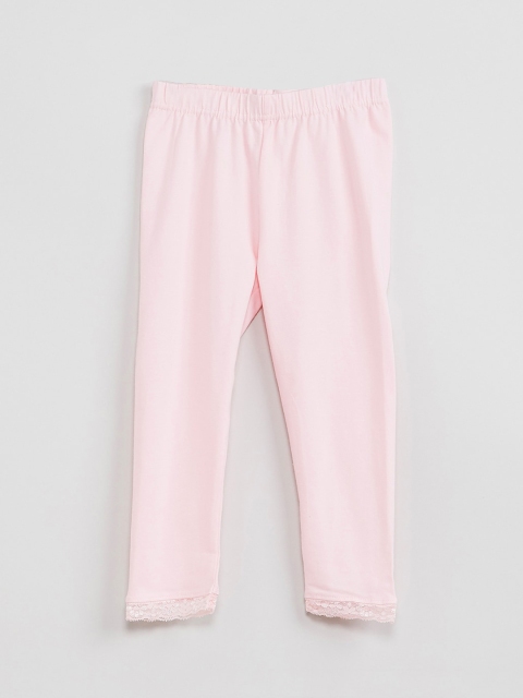 

max Girls Pink Solid Ankle-Length Leggings