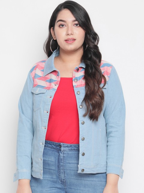 

Amydus Women Blue Printed Denim Jacket