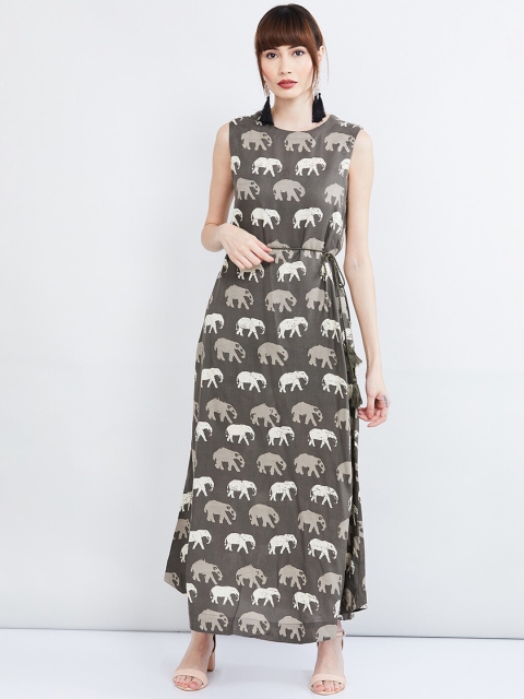 

max Women Grey Printed Maxi Dress