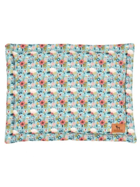 

Heads Up For Tails Blue & Pink Floral Print Chew Resistant Dog Pet Mat