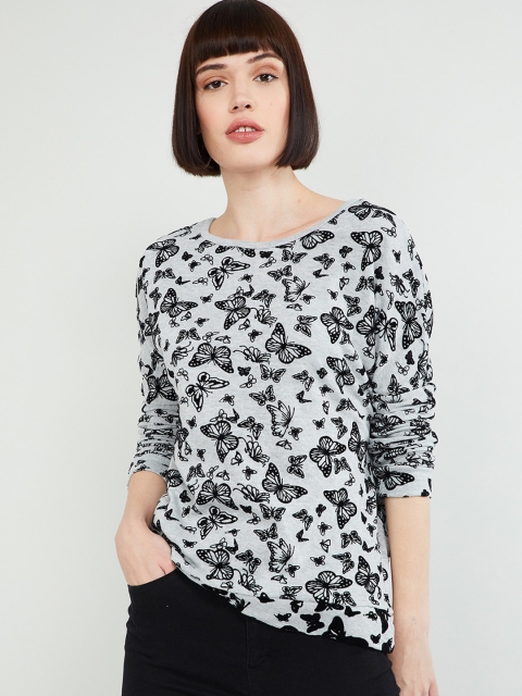 

max Women Grey Melange Printed Top
