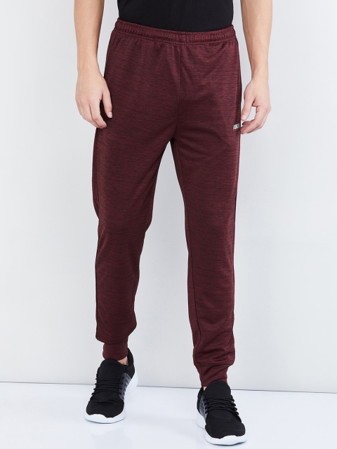 

max Men Red & Black Textured Straight-Fit Joggers
