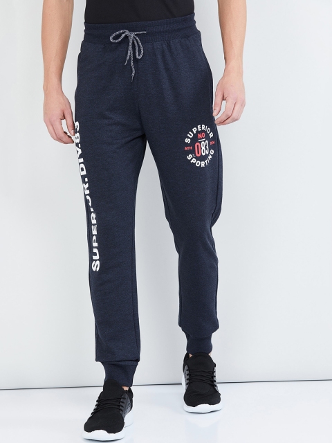 

max Men Blue Solid Straight-Fit Joggers