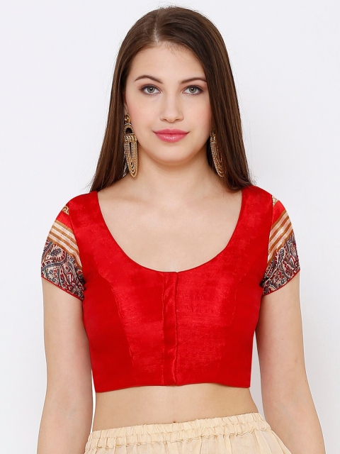 

SALWAR STUDIO Women Red Printed Readymade Saree Blouse