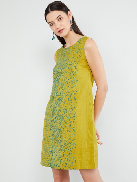 

max Women Lime Green Printed Sheath Dress