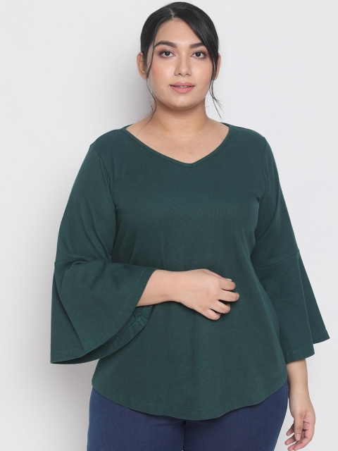 

Amydus Women Green Solid Pure Cotton Top