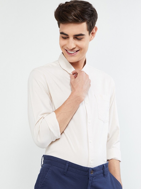 max Men Beige Regular Fit Solid Casual Shirt