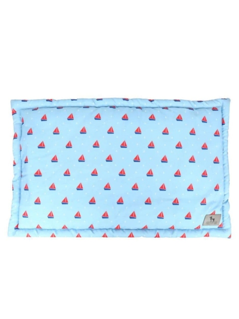 

Heads Up For Tails Blue & Red Boat Print Chew Resistant Dog Pet Mat