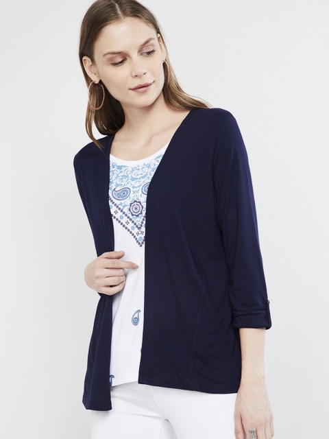 

max Women Navy Blue Printed Top