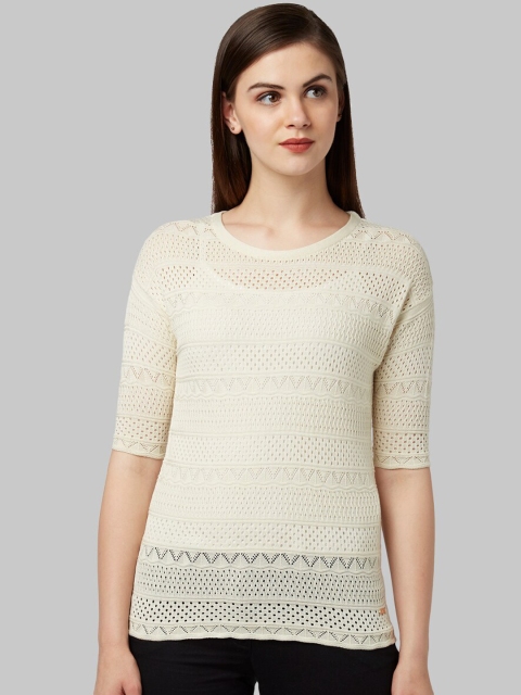 

Park Avenue Woman Women Off-White Solid Pullover Sweater
