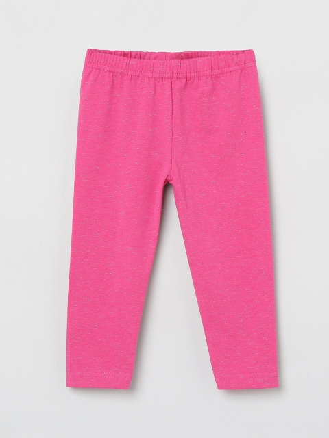 

max Girls Fuchsia Solid Ankle-Length Leggings