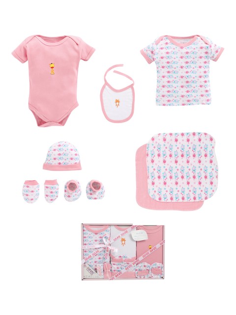 

BUMZEE Infants Red & White Pack of 8 Apparel Gift Set, Pink