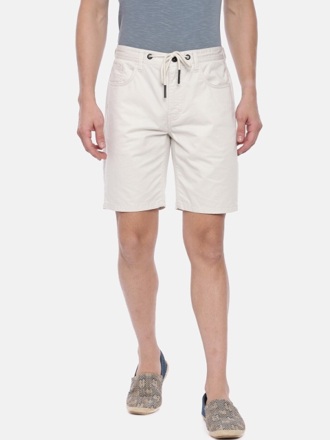 

Breakbounce Men Off-White Solid Slim Fit Chino Shorts