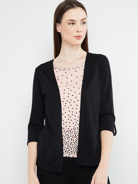

max Women Black Solid Shrug