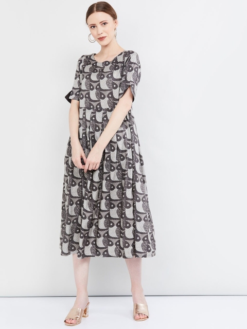 

max Women Grey Printed A-Line Dress