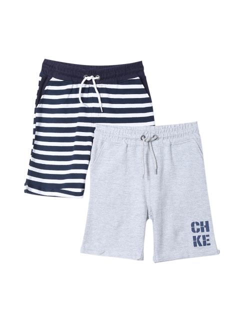

Cherokee Boys Navy Blue & Grey Melange Pack of 2 Striped Regular Shorts