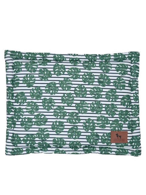 

Heads Up For Tails White & Green Leaf Print Chew Resistant Indoor Dog Pet Mat
