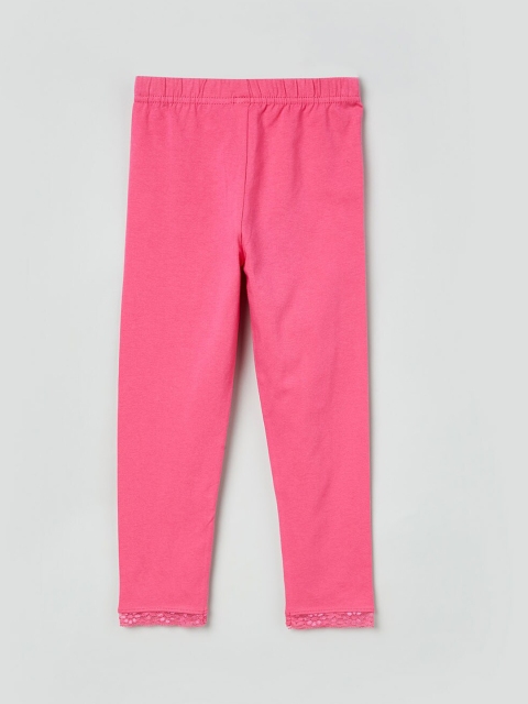 

max Girls Fuchsia Pink Solid Ankle-Length Leggings