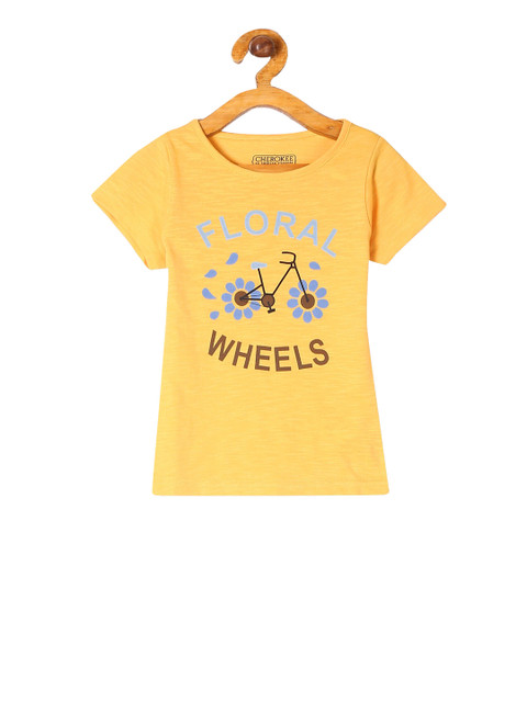 

Cherokee Girls Yellow Printed Round Neck T-shirt
