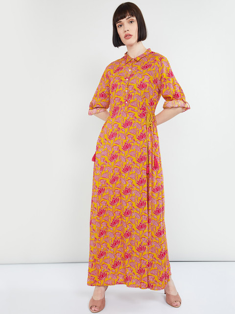 

max Women Yellow Printed Maxi Dress