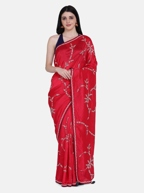 

BOMBAY SELECTIONS Pink Embellished Silk Blend Saree